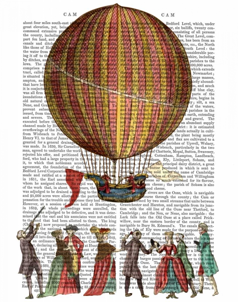 Wall art: Hot Air Balloon And People, by Fab Funky