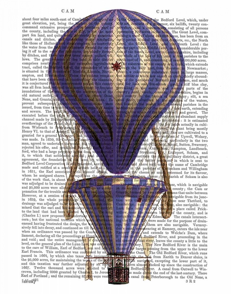 Wall art: Tiered Hot Air Balloon Blue, by Fab Funky