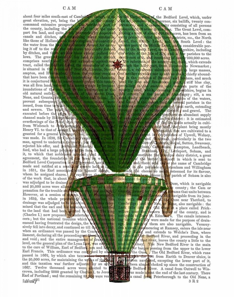 Wall art: Tiered Hot Air Balloon Green, by Fab Funky