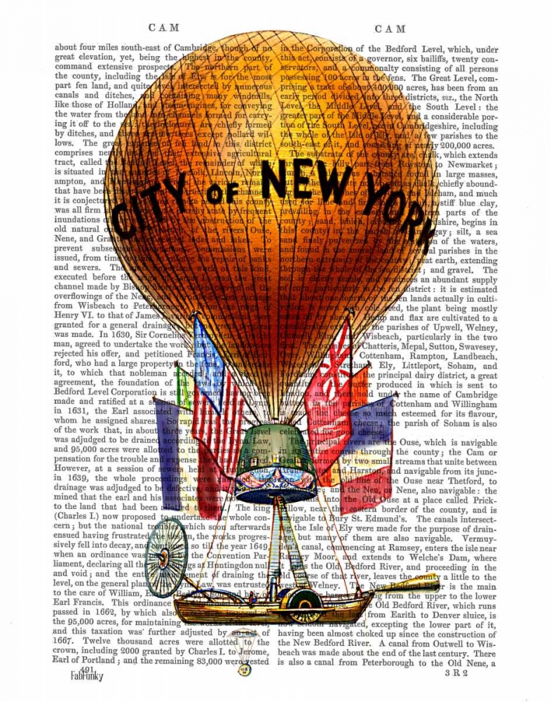 Wall art: City of New York Hot Air Balloon, by Fab Funky