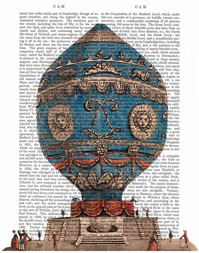 Wall art: Montgolfier Aerostatique Hot Air Balloon, by Fab Funky