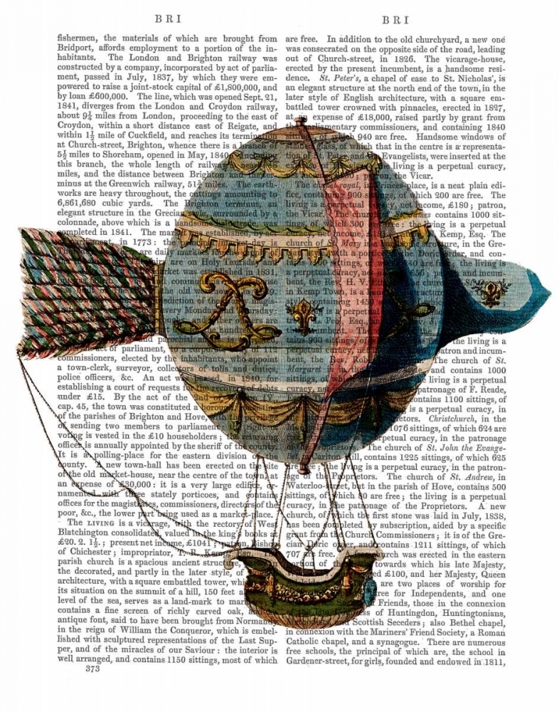 Wall art: Hot Air Balloon With Tail Feather, by Fab Funky