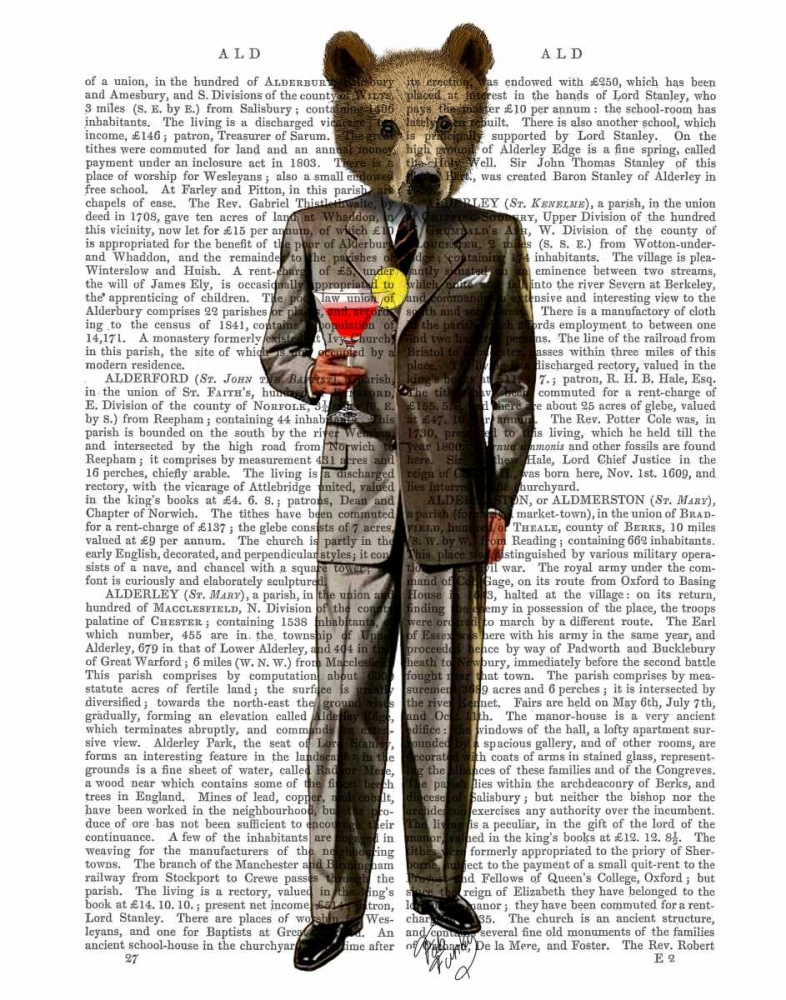 Wall Art Painting id:67896, Name: Bear with Cocktail, Artist: Fab Funky