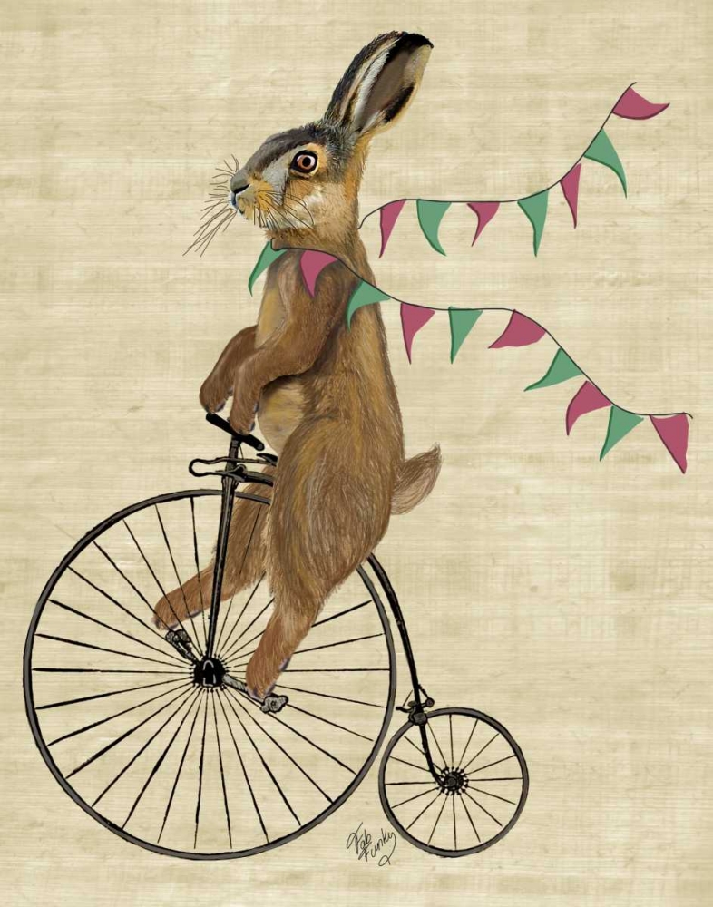 Wall Art Painting id:67911, Name: Rabbit On Penny Farthing, Artist: Fab Funky