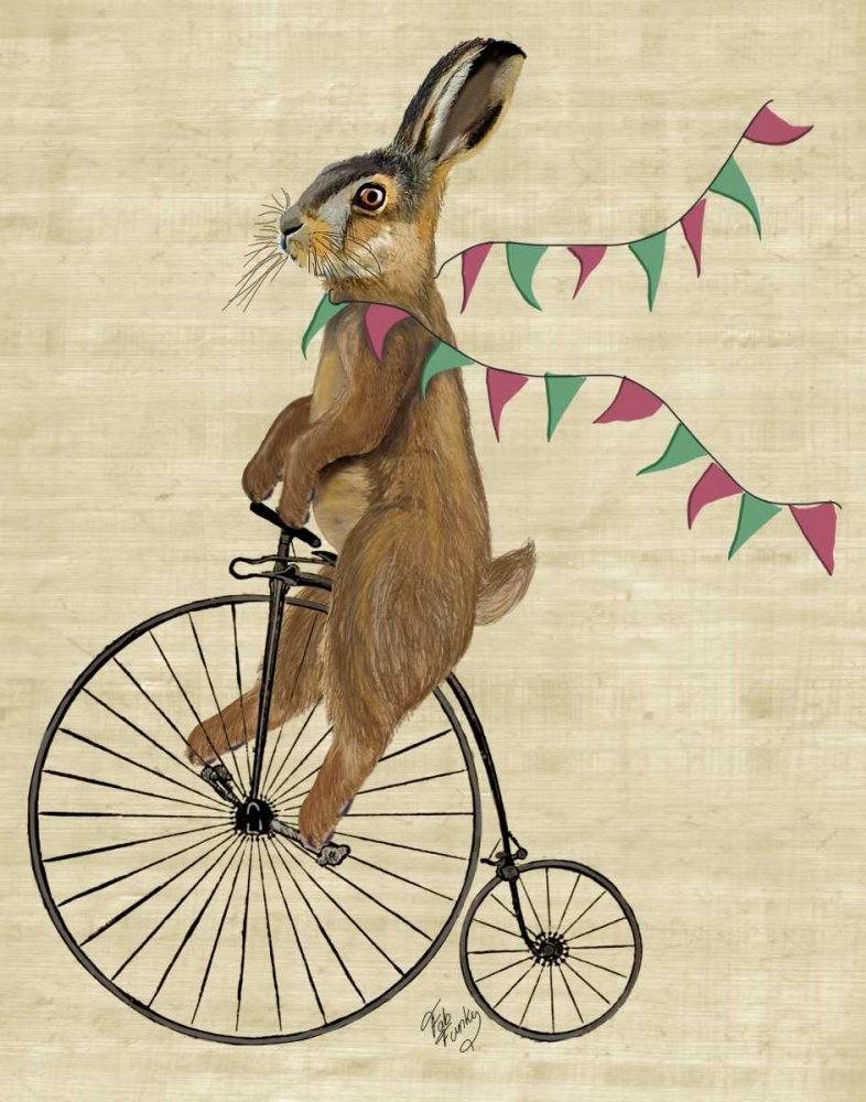 Art Print: Rabbit On Penny Farthing