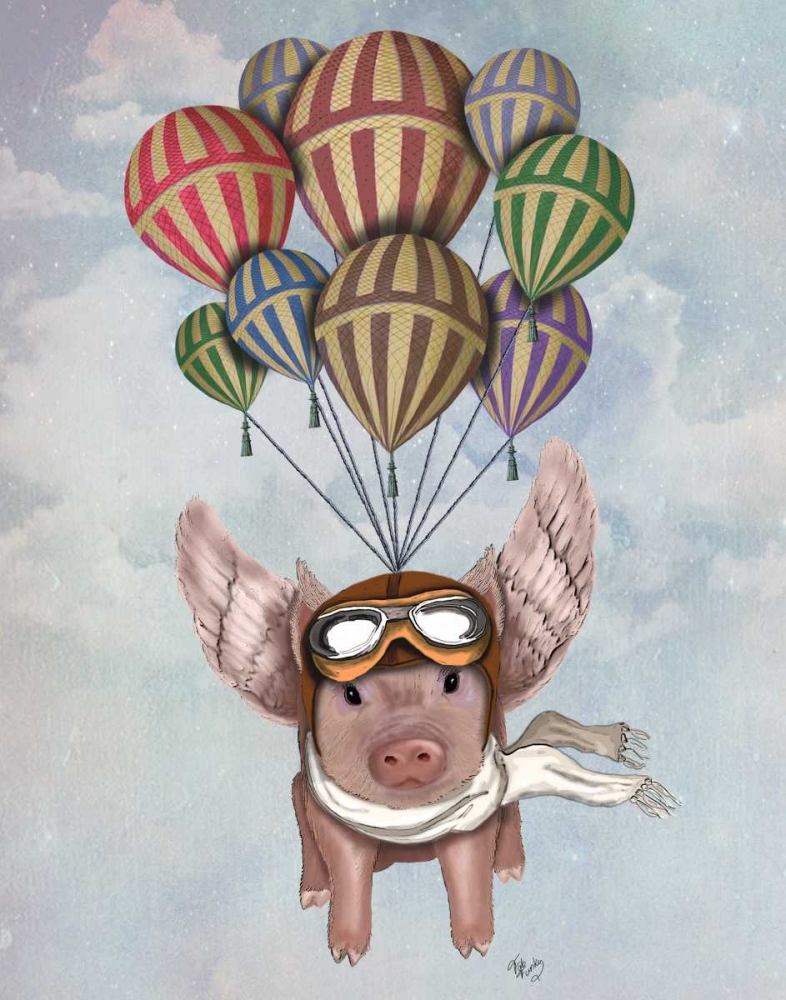 Art Print: Pig And Balloons