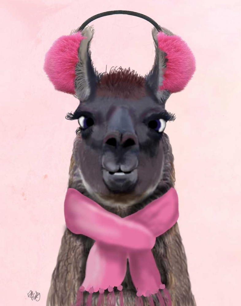 Art Print: Chilly Llama Pink