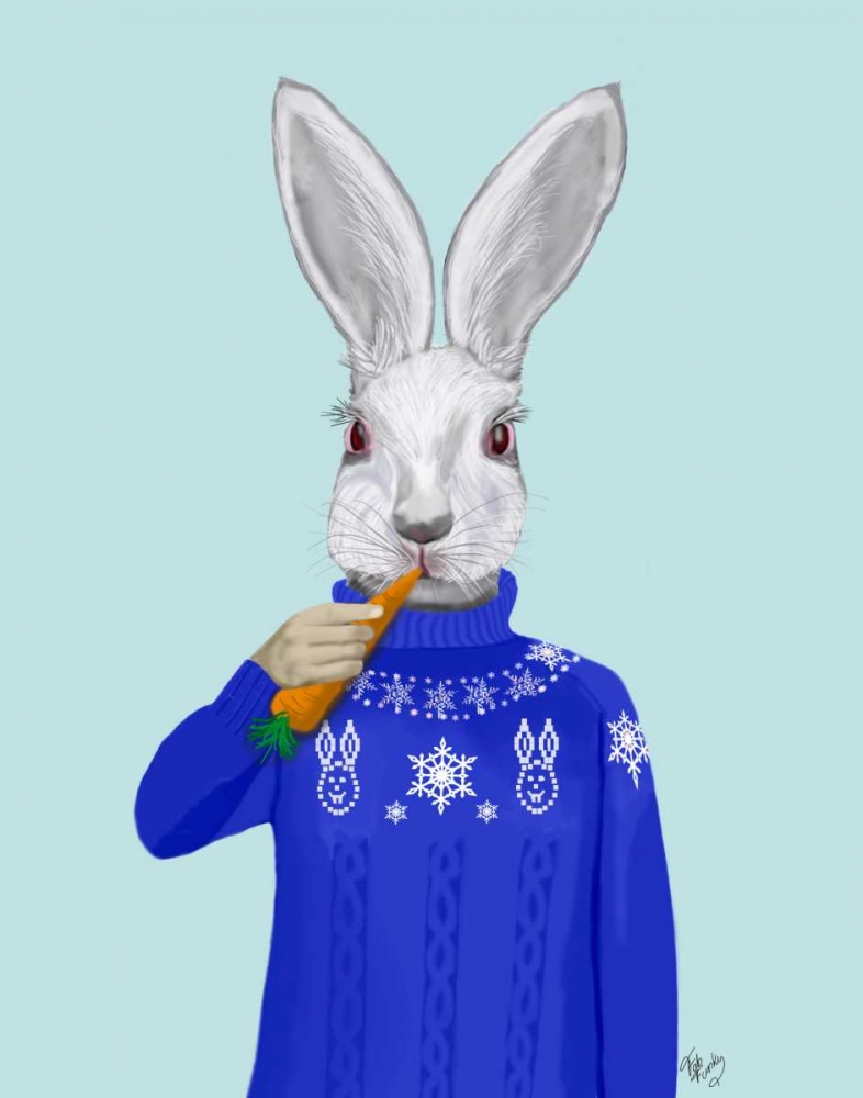 Wall Art Painting id:67942, Name: Rabbit In Sweater, Artist: Fab Funky