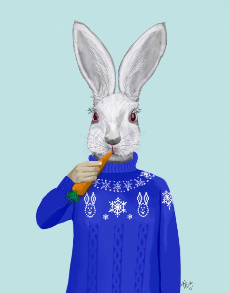Wall art: Rabbit In Sweater, by Fab Funky