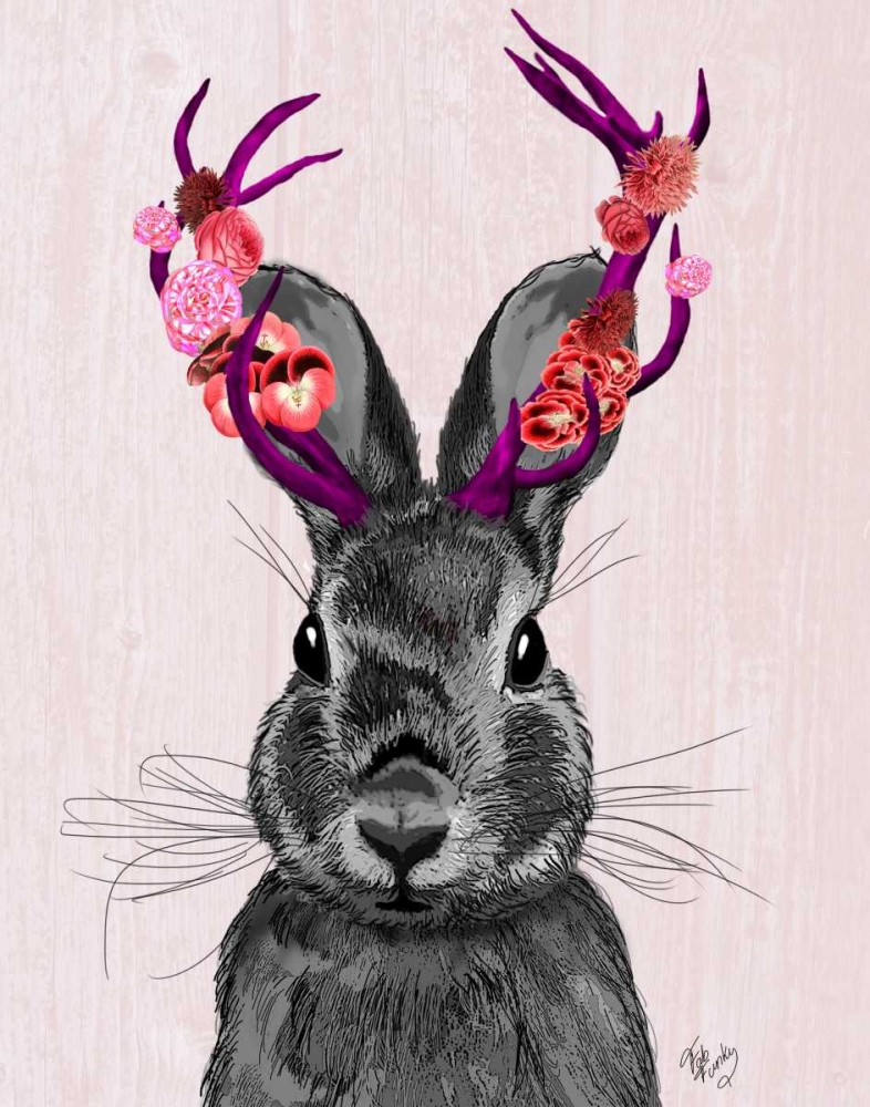 Art Print: Jackalope with Pink Antlers