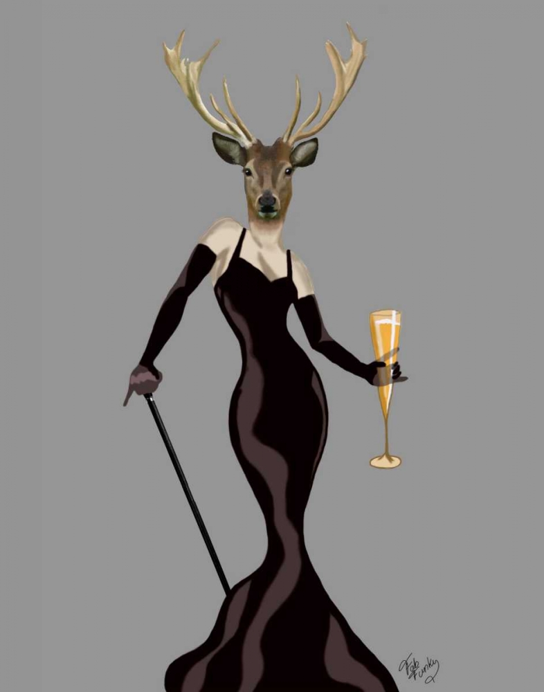 Wall art: Glamour Deer in Black, by Fab Funky