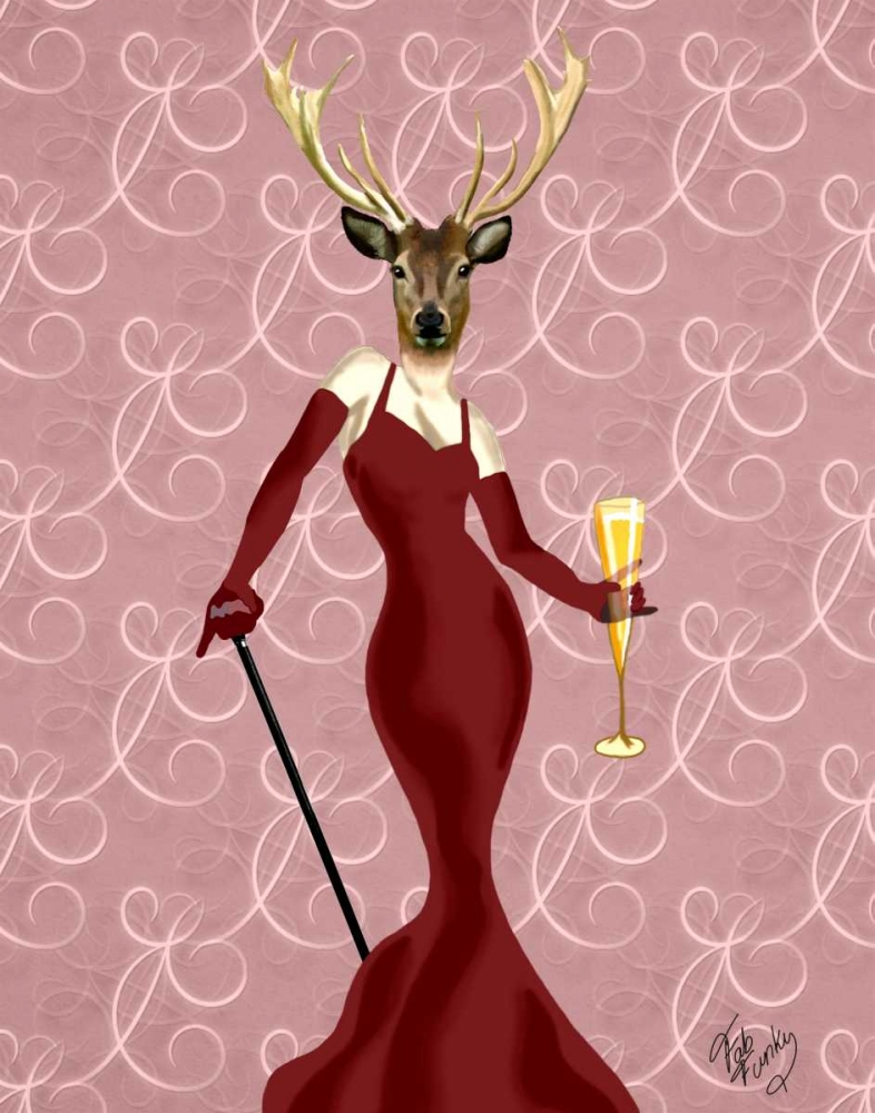 Wall Art Painting id:68015, Name: Glamour Deer in Marsala, Artist: Fab Funky