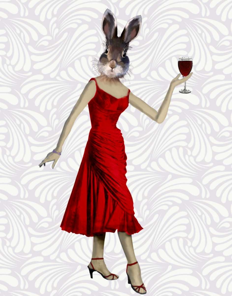 Wall art: Rabbit in Red Dress, by Fab Funky