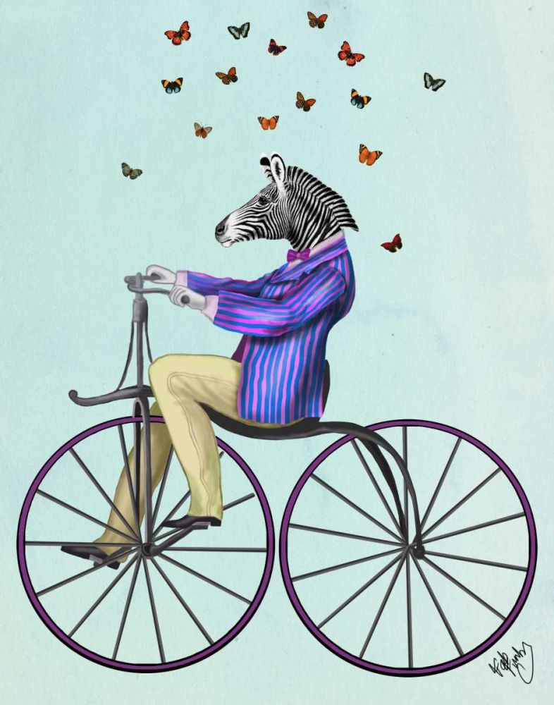 Wall Art Painting id:68032, Name: Zebra On Bicycle, Artist: Fab Funky