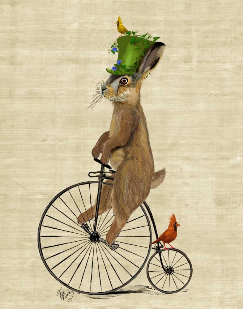 Wall art: March Hare on Penny Farthing, by Fab Funky