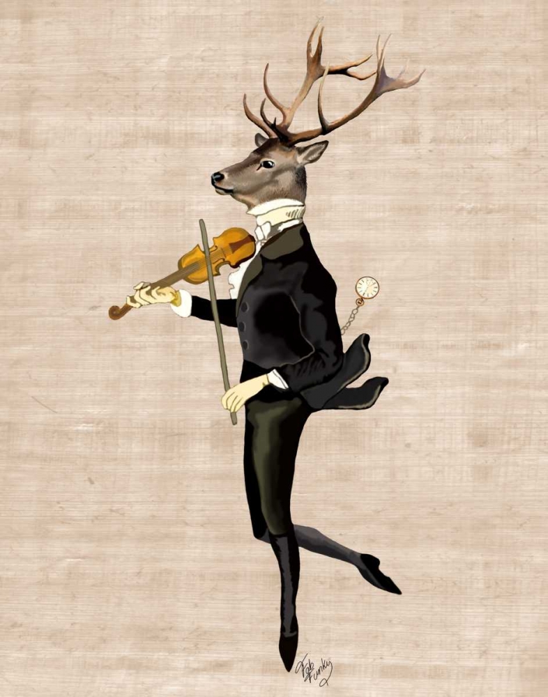 Wall art: Dancing Deer with Violin, by Fab Funky