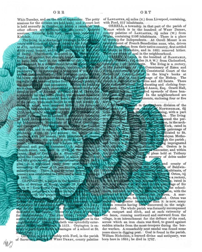 Art Print: Blue Corals and Sea Urchins II