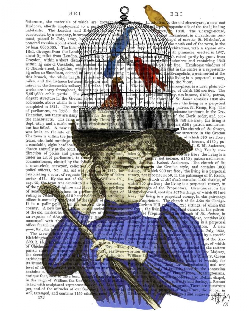 Wall art: Woman with Birdcage Hat, by Fab Funky