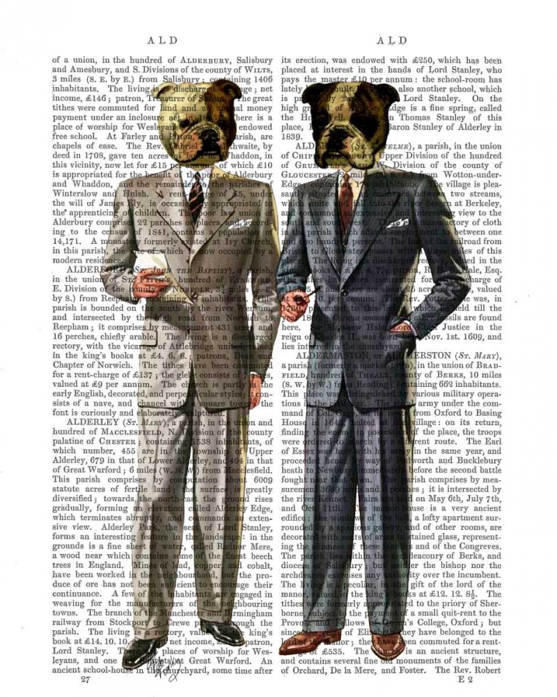 Wall art: Bulldogs in Suits, by Fab Funky