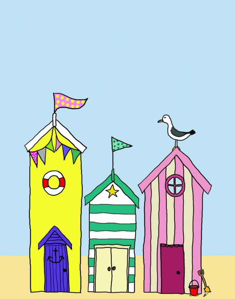 Wall art: Beach Huts 1, by Fab Funky