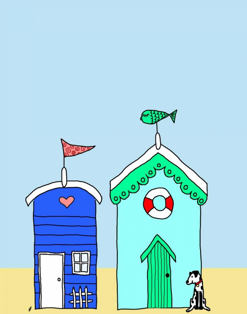 Wall art: Beach Huts 2, by Fab Funky