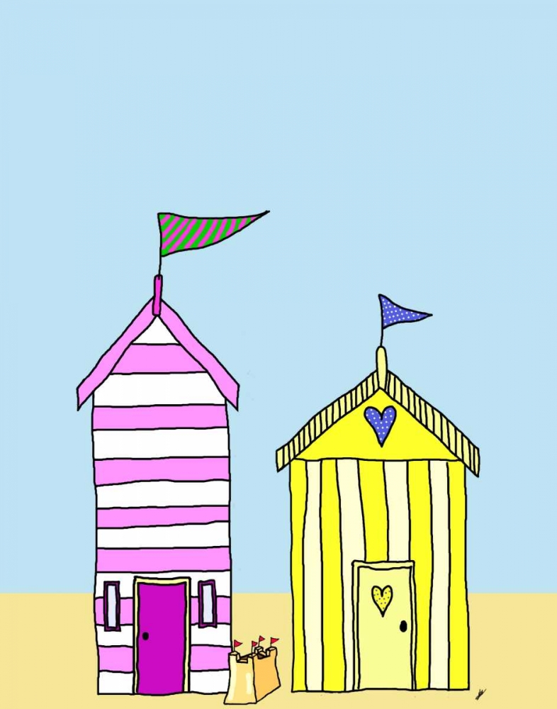 Wall art: Beach Huts 3, by Fab Funky