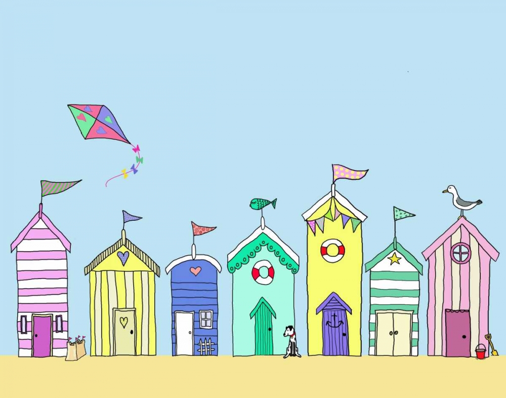 Wall art: Beach Huts In a Row, by Fab Funky