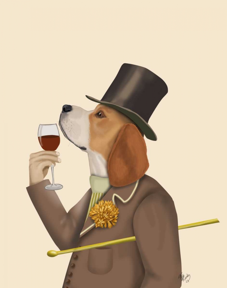 Wall art: Beagle Wine Snob, by Fab Funky