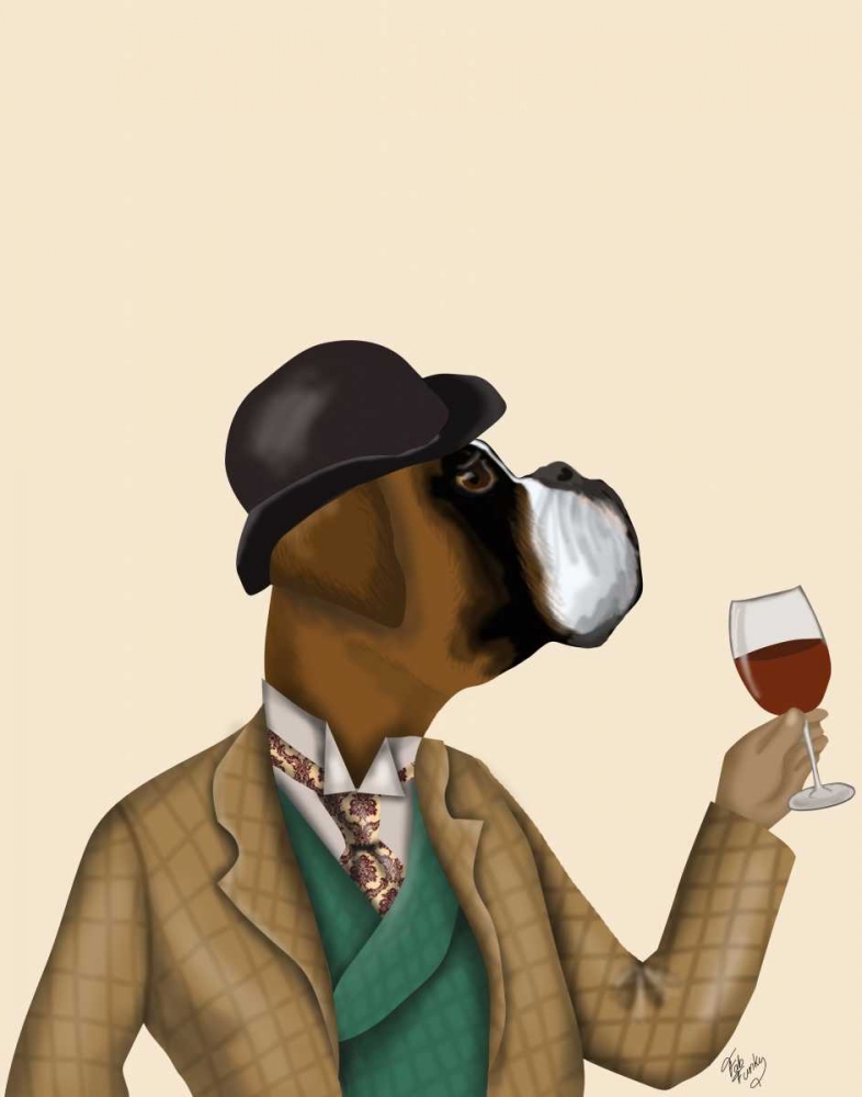 Wall art: Boxer Wine Snob, by Fab Funky