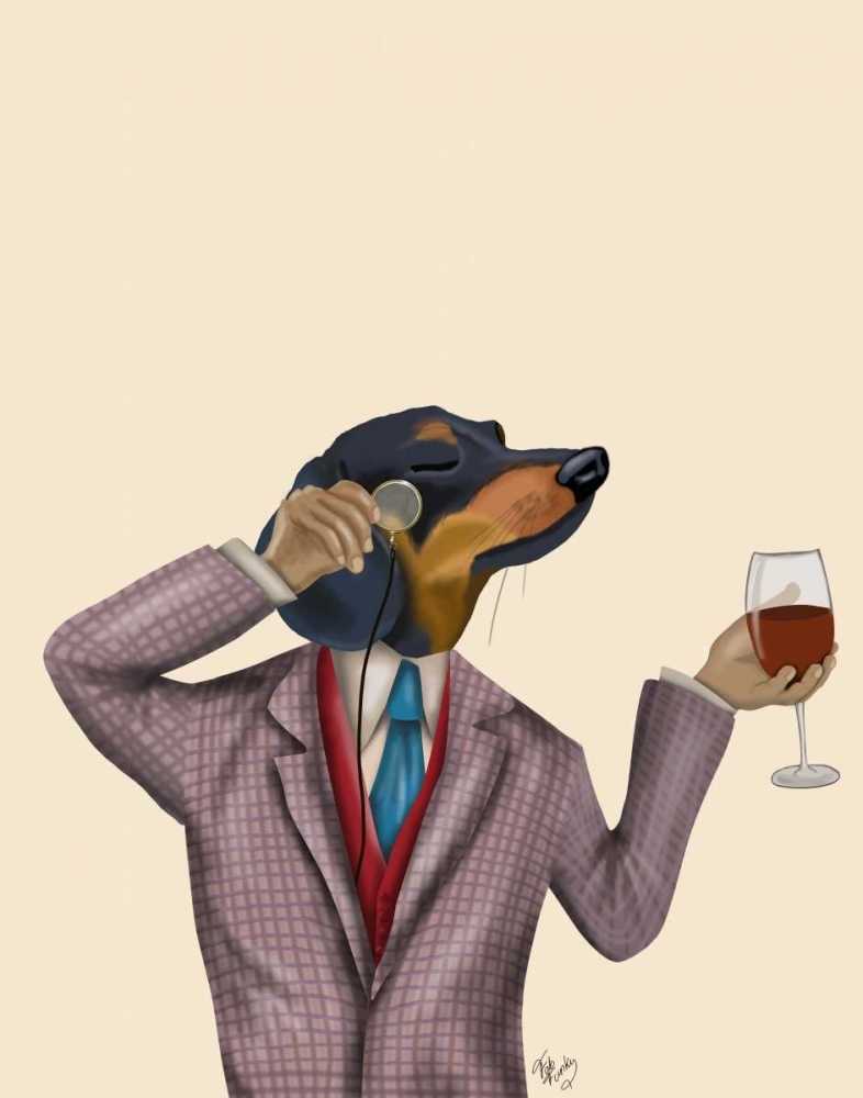 Wall art: Dachshund Wine Snob, by Fab Funky