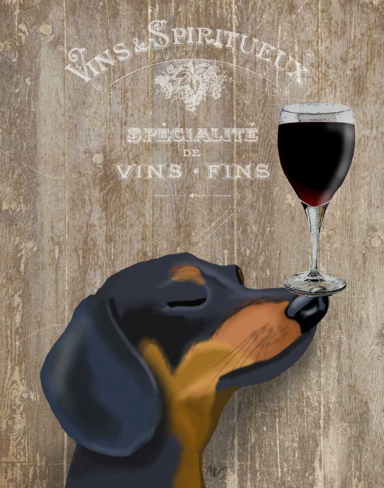 Wall art: Dog Au Vin Dachshund, by Fab Funky