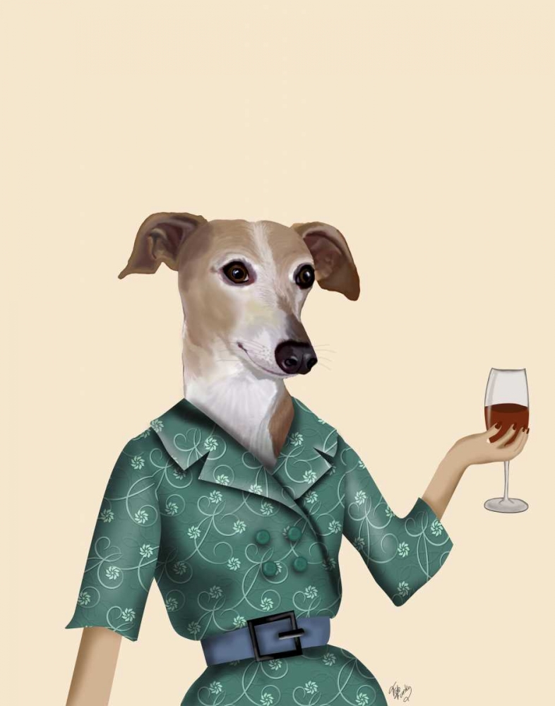 Wall art: Greyhound Wine Snob, by Fab Funky