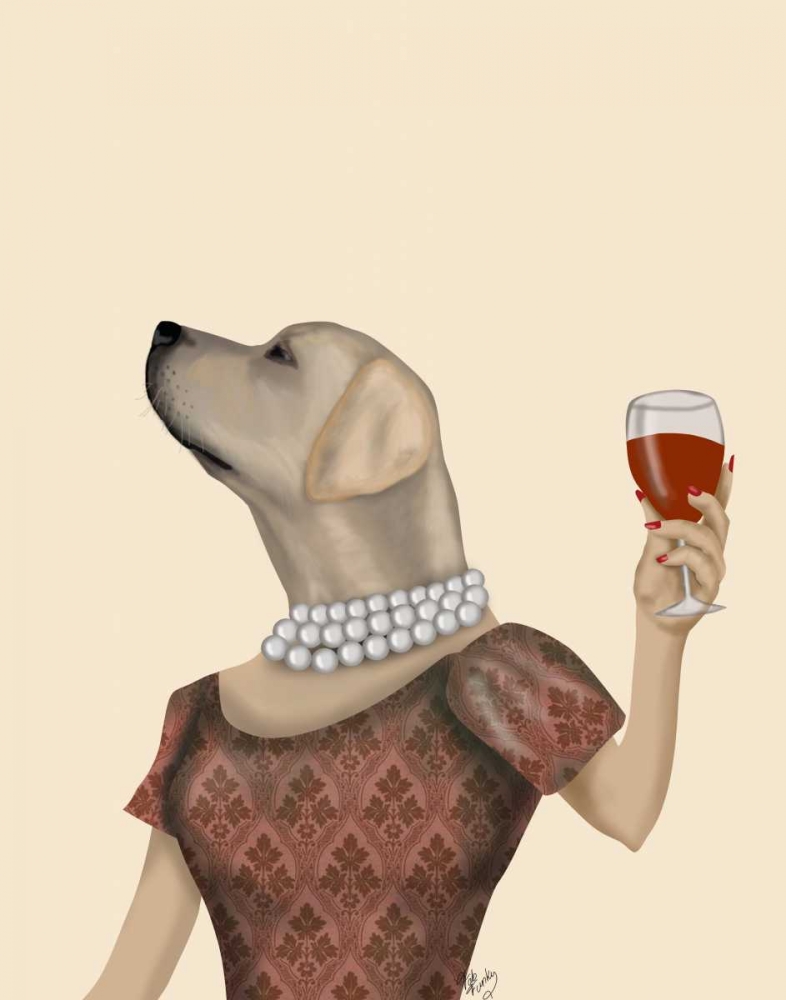 Wall art: Yellow Labrador Wine Snob, by Fab Funky