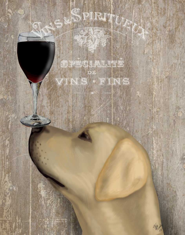 Wall art: Dog Au Vin Yellow Labrador, by Fab Funky