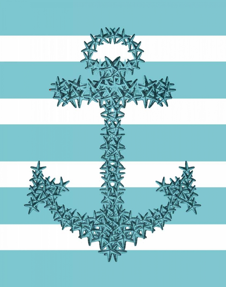 Art Print: Starfish Anchor in Turquoise and White