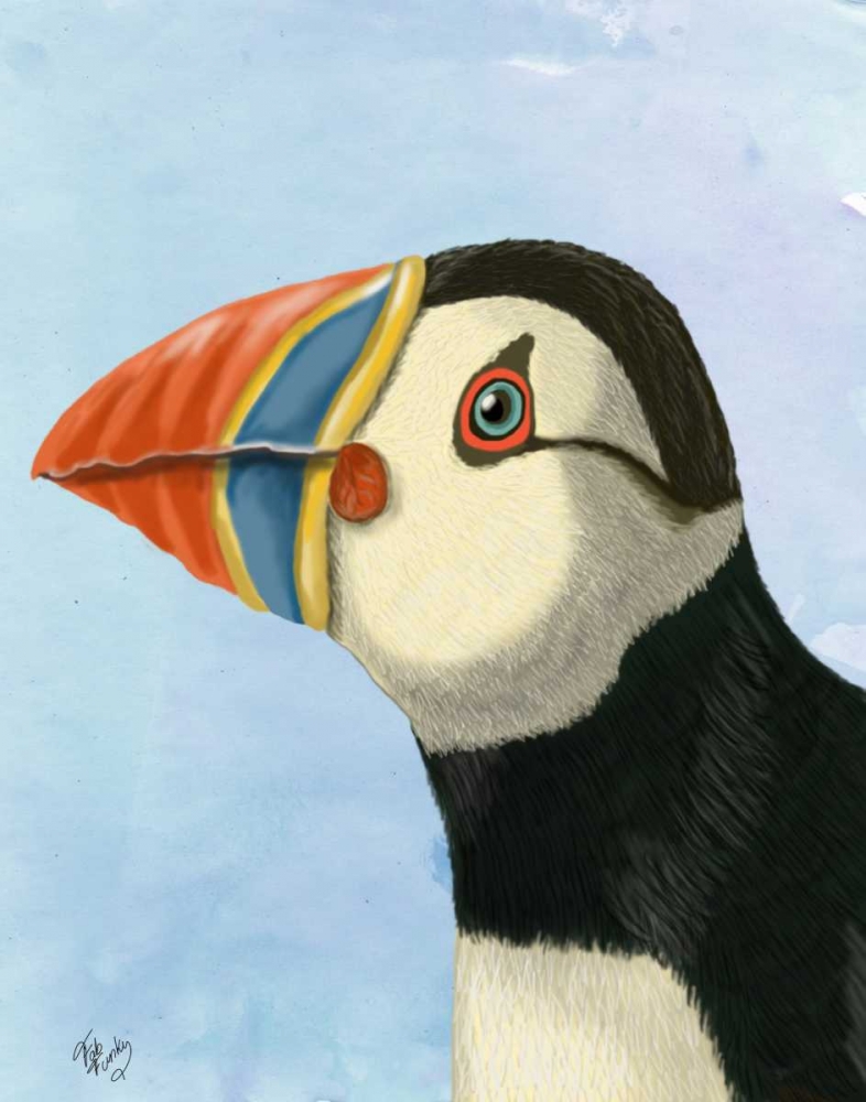 Wall art: Puffin Portrait, by Fab Funky