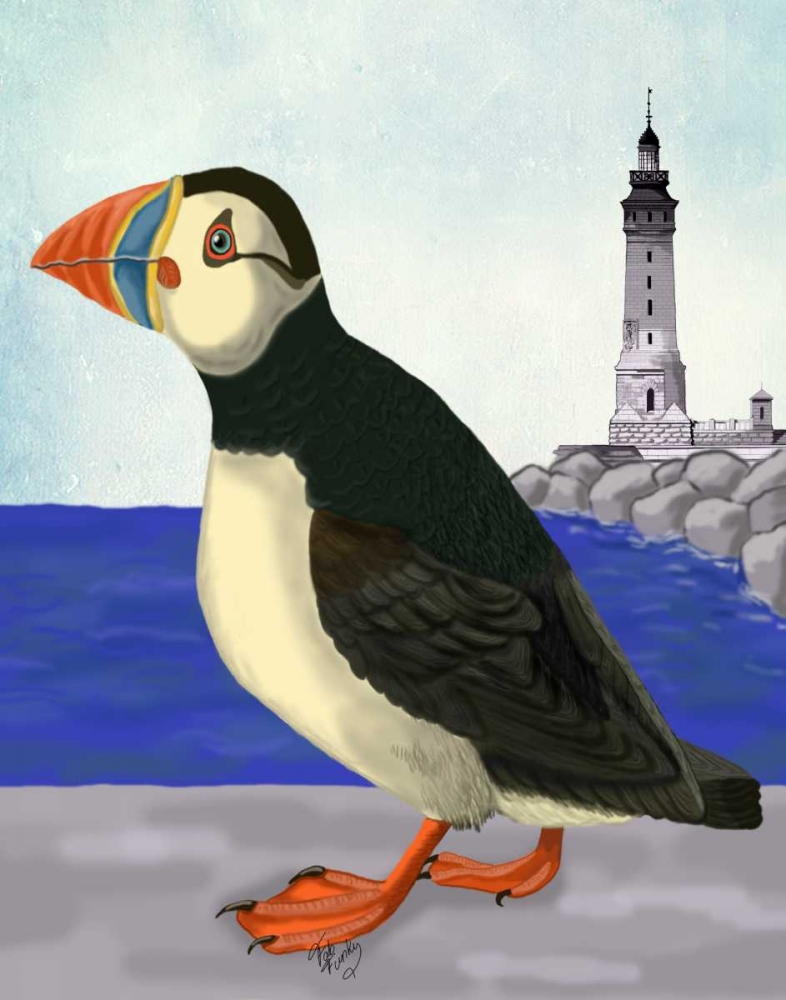 Wall Art Painting id:99015, Name: Puffin On the Quay, Artist: Fab Funky