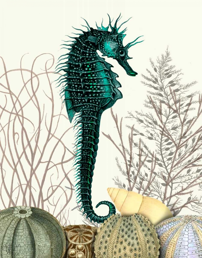 Wall Art Painting id:99019, Name: SeaHorse and Sea Urchins, Artist: Fab Funky