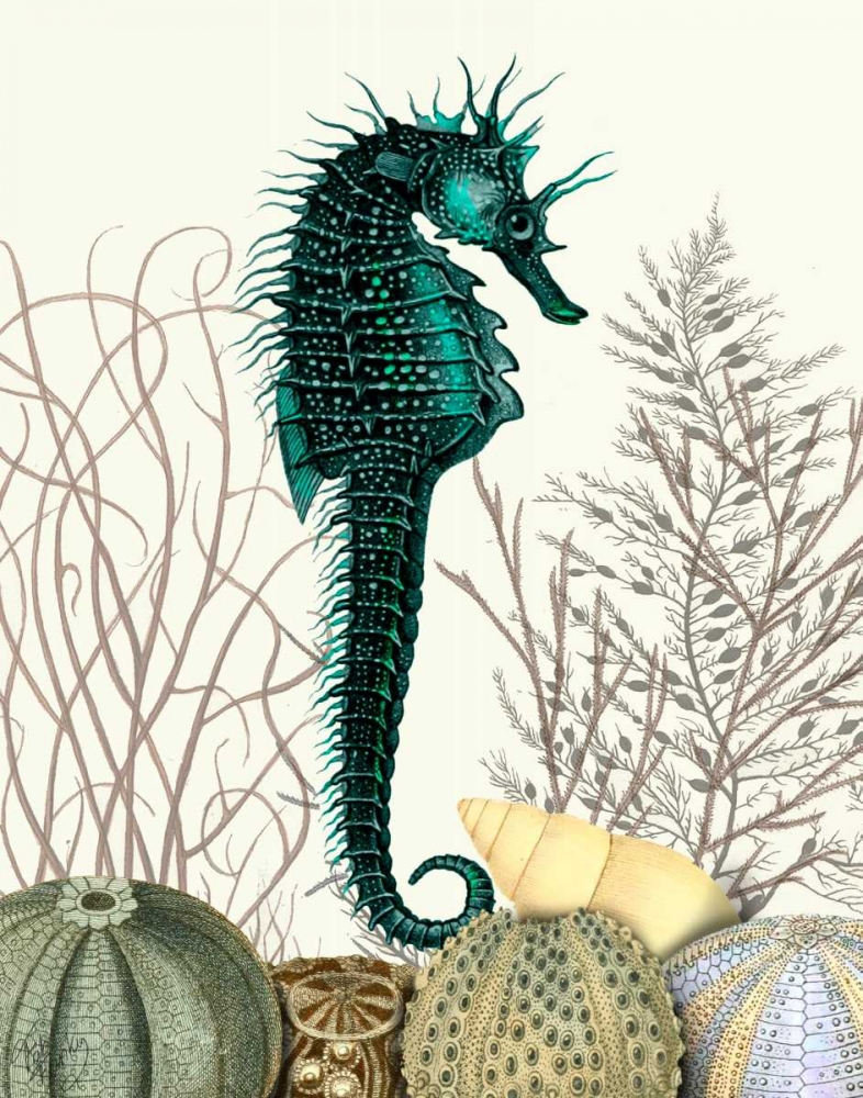 Wall art: SeaHorse and Sea Urchins, by Fab Funky