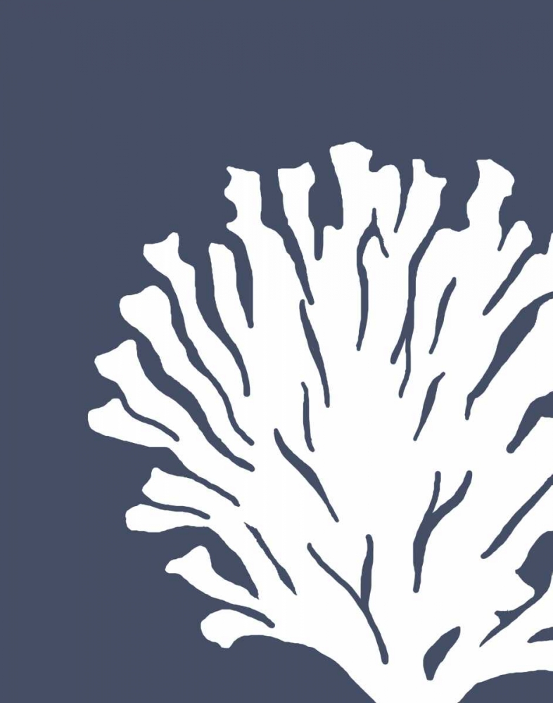 Art Print: Corals White on Indigo Blue D