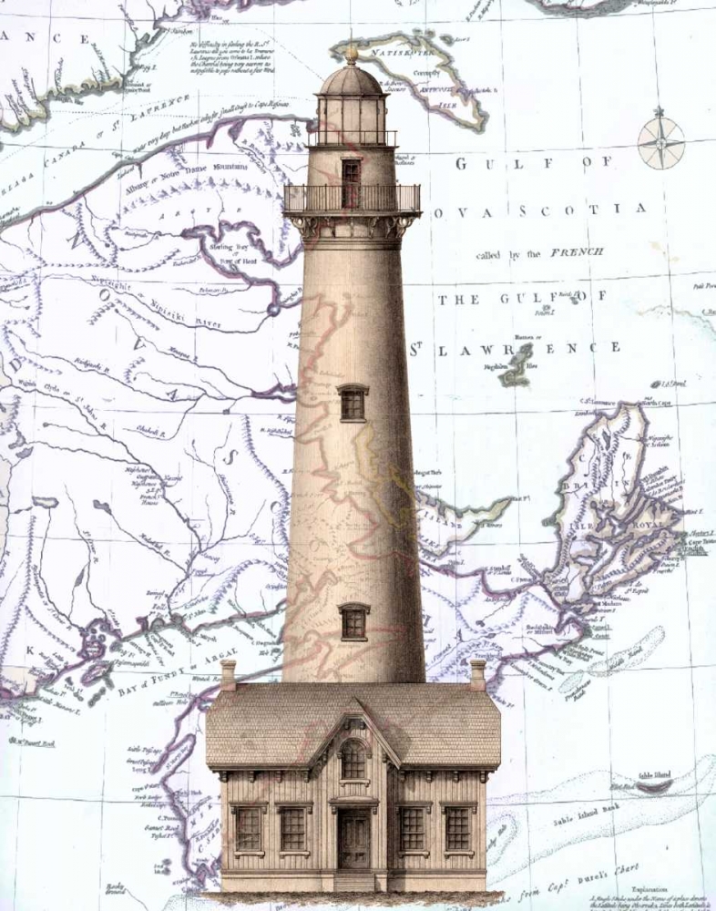 Art Print: Lighthouse and Cottage