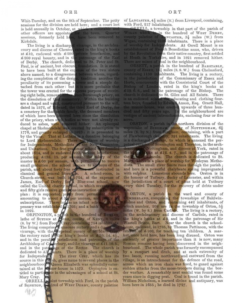 Wall Art Painting id:148517, Name: Yellow Labrador, Formal Hound and Hat, Artist: Fab Funky