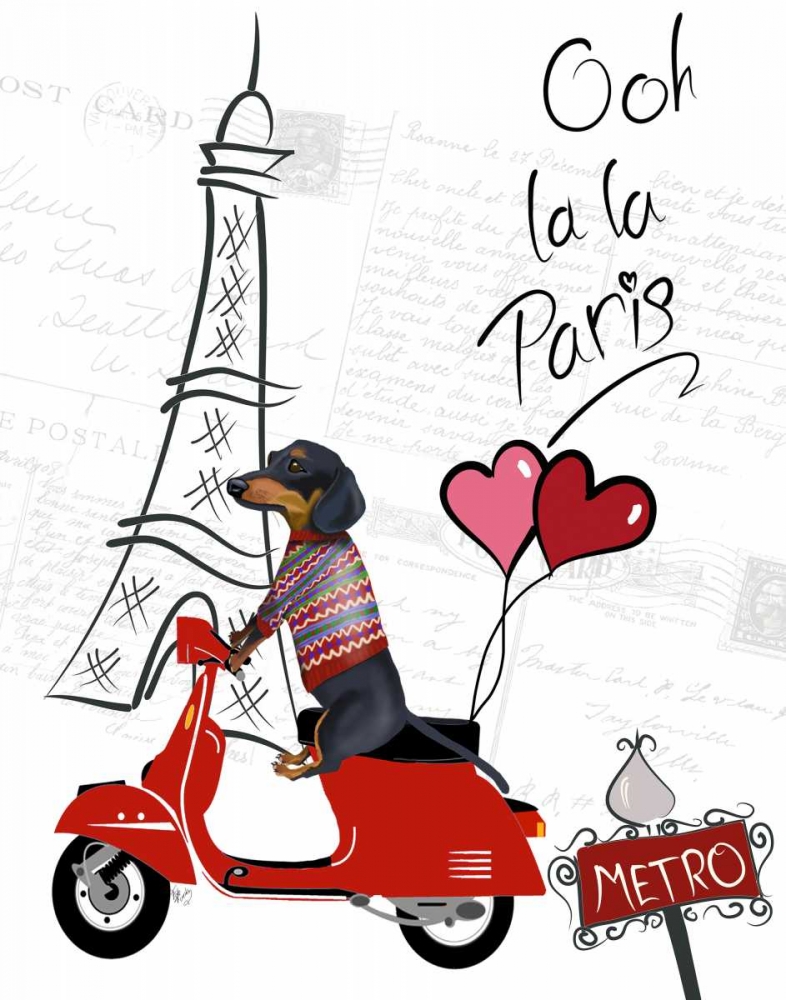 Art Print: Dachshund In Paris