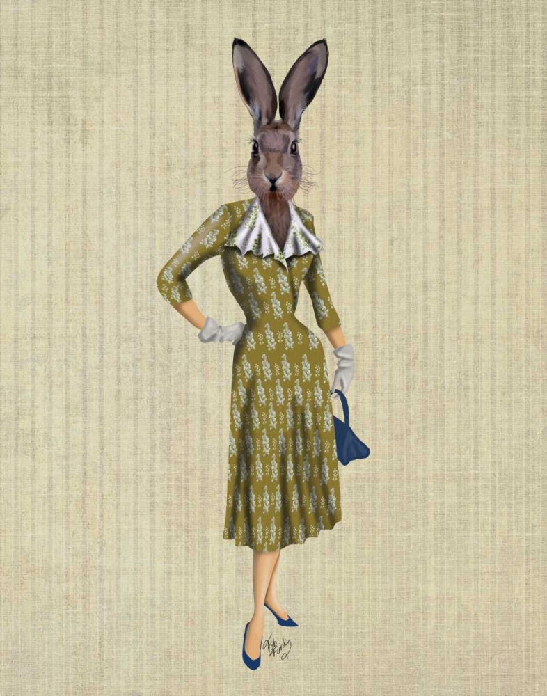 Wall Art Painting id:148707, Name: Rabbit In Mustard Dress, Artist: Fab Funky