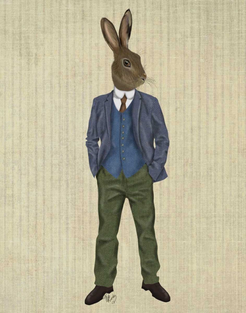 Wall Art Painting id:148708, Name: Rabbit in Blue Waistcoat, Artist: Fab Funky