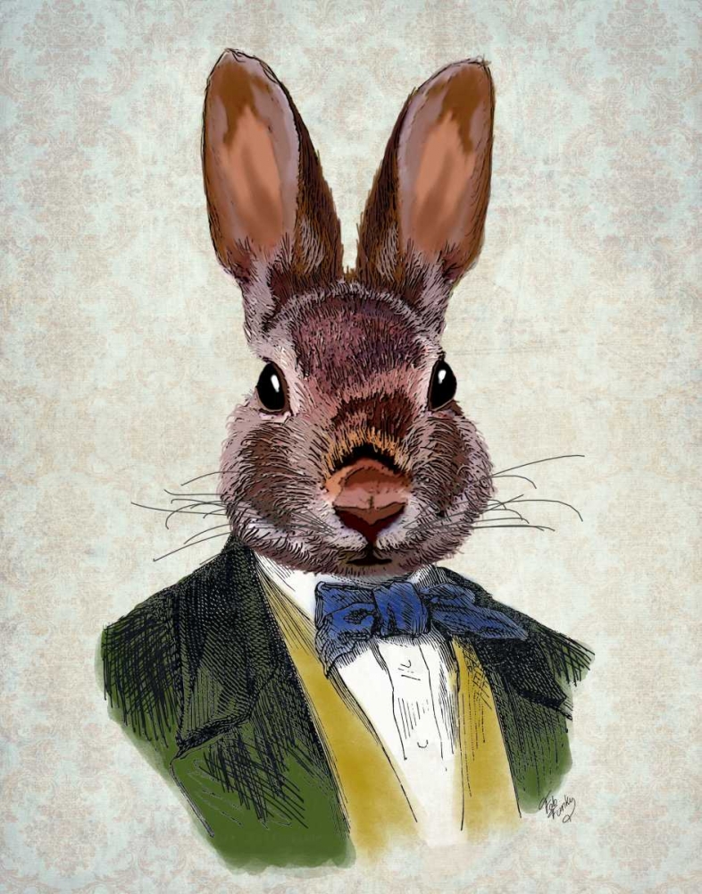 Wall Art Painting id:148800, Name: Rabbit in Green Jacket, Artist: Fab Funky