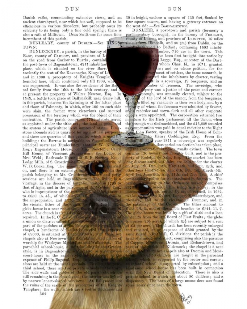 Wall Art Painting id:183953, Name: Dog Au Vin, Border Terrier, Artist: Fab Funky