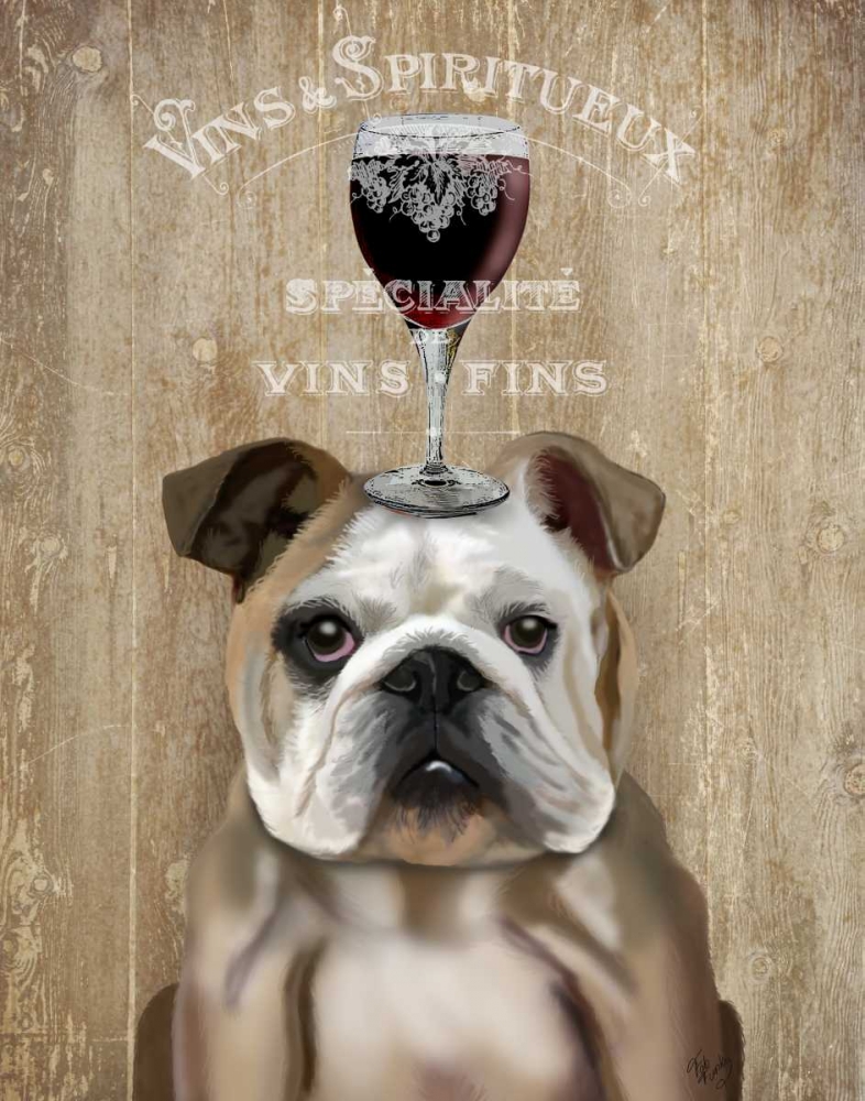 Wall Art Painting id:183954, Name: Dog Au Vin, English Bulldog, Artist: Fab Funky