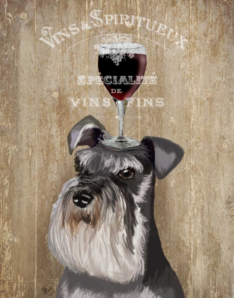 Wall Art Painting id:183964, Name: Dog Au Vin, Schnauzer, Artist: Fab Funky