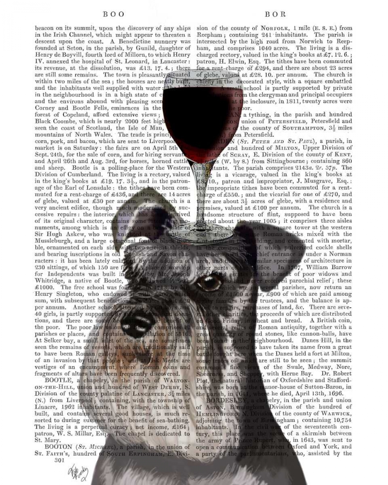 Wall Art Painting id:183965, Name: Dog Au Vin, Schnauzer, Artist: Fab Funky